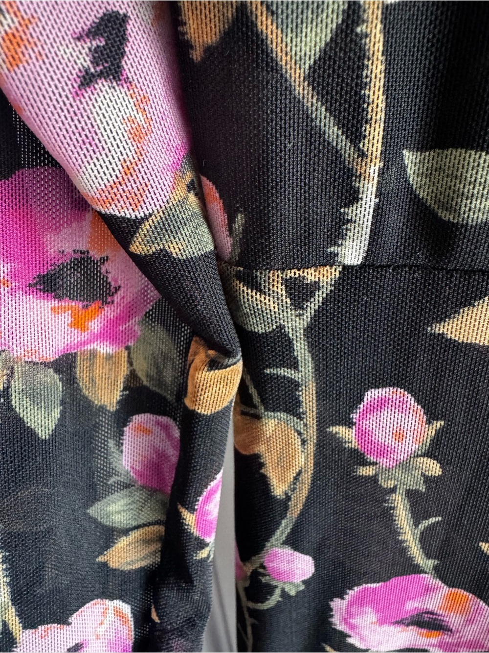 White House Black Market Black Long Sleeve Floral Midi Dress with Pink Blooms - Picture 6 of 6